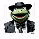Kermit dressed like italian mob movie characters tattoo design idea