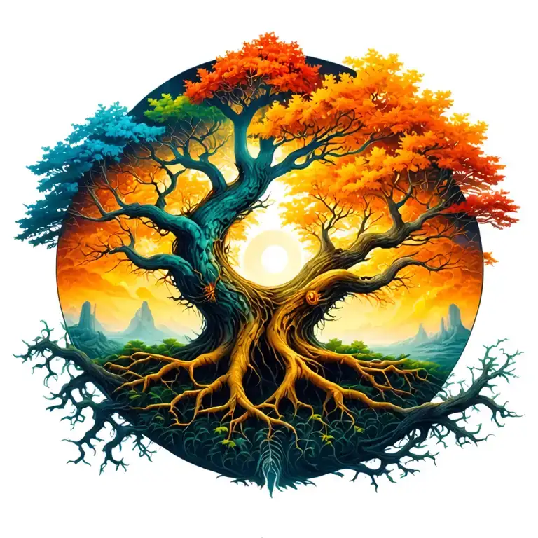 Yggdrasil round tattoo tattoo design idea