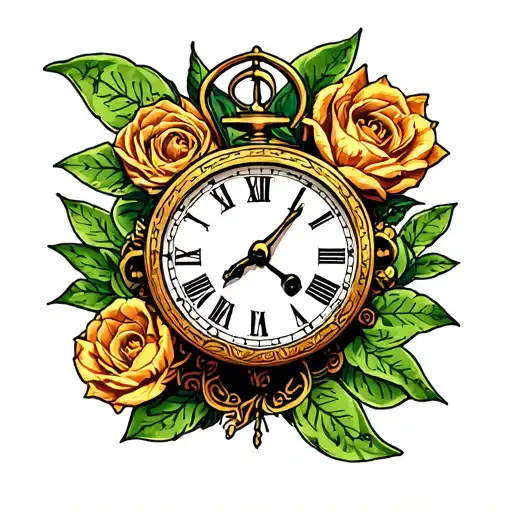 time and money tattoo design idea