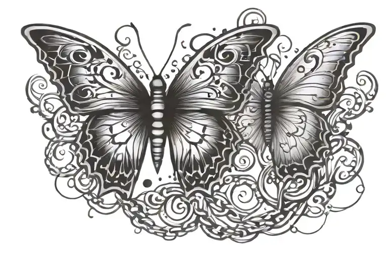 chain that says butterfly effect  tattoo design idea