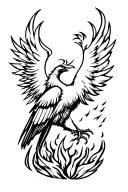 Stencil pheonix rising from the ashes symbolyzing transformation and never giving up tattoo design idea