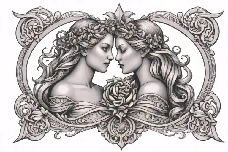 virgo gemini combined tattoo design idea