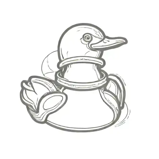simple rubber duck wearing motorcycle helmet tattoo design idea