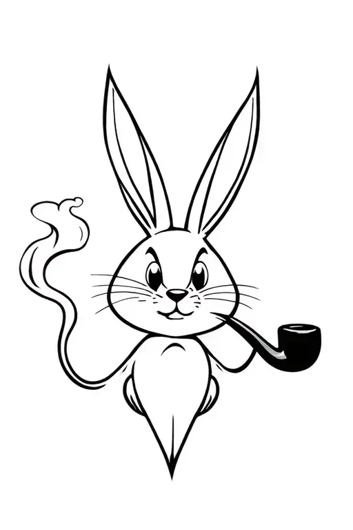 bugs bunny logo smoking pipe smoke tattoo design idea
