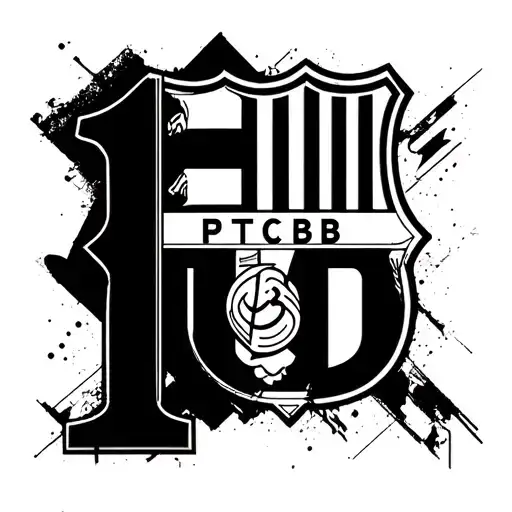 Combine the Barcelona logo and the number 10 in a unique and abstract design tattoo design idea