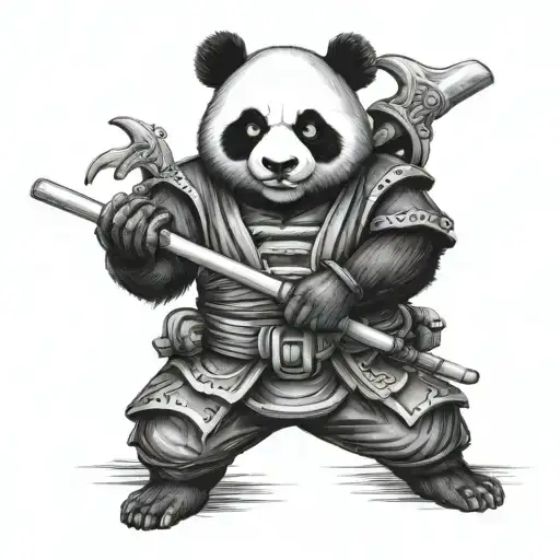 panda samurai tattoo design idea