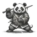panda samurai tattoo design idea