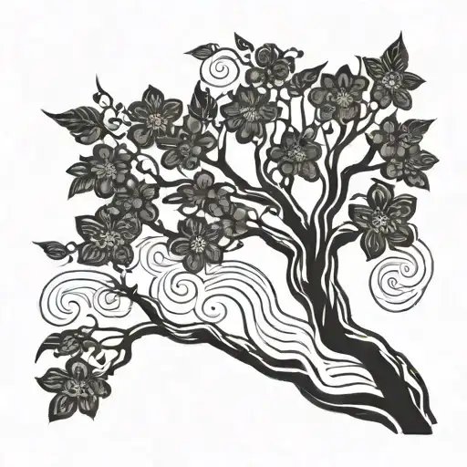 cherry blossom tree tattoo design idea