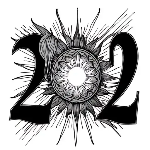twenty two with sunshine  tattoo design idea