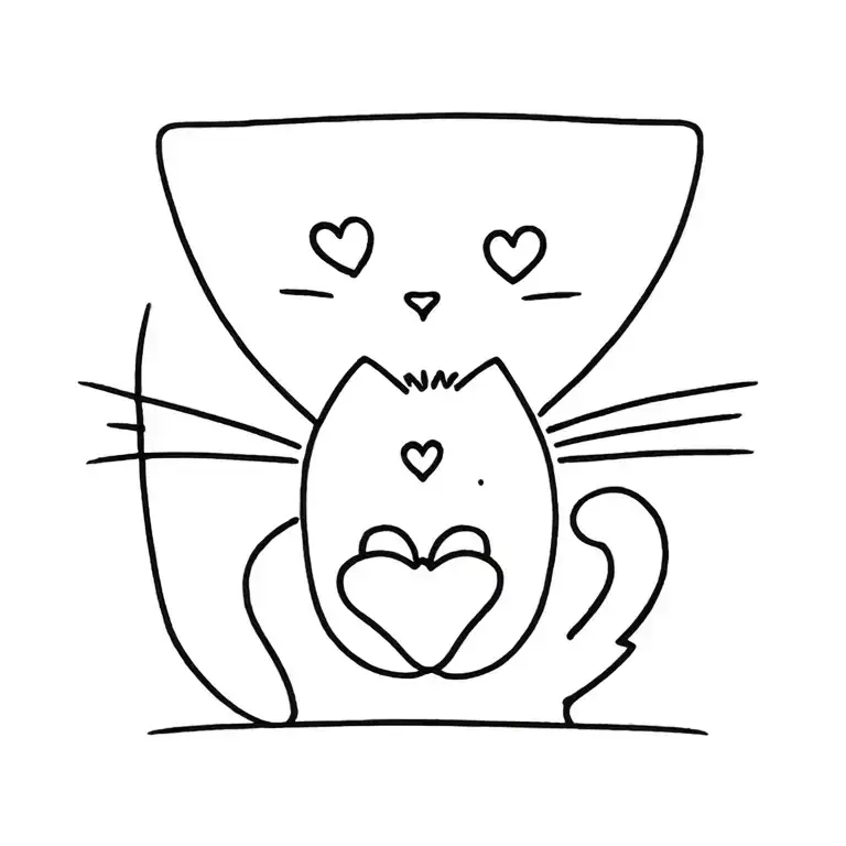 cat and hearts with paw prints simple on wrist band tattoo tattoo design idea