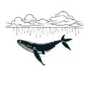 humpback whale with rain cloud background tattoo design idea