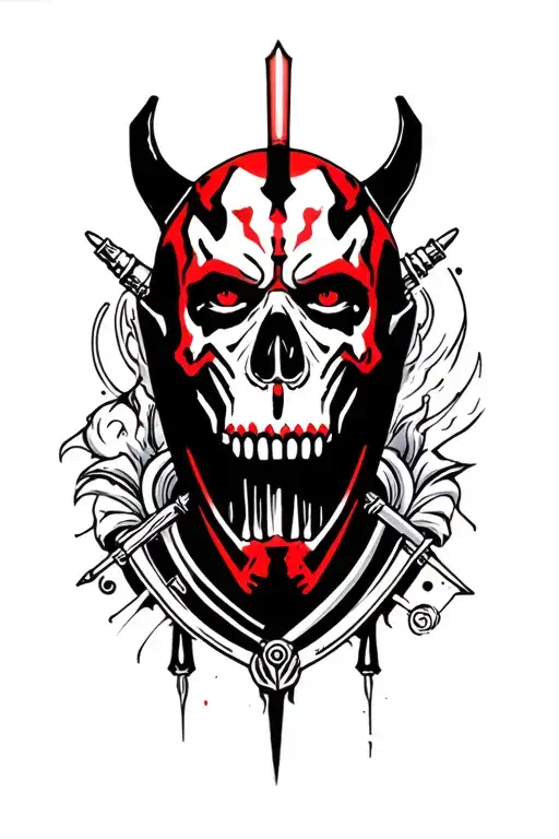 Darth Maul skull tattoo design idea