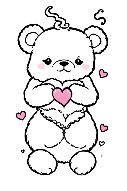 simple morute kitschy tattoo flash sheet designs inspired by melanie martinez, cloud bears smoking, ruffle hearts, soap tattoo design idea