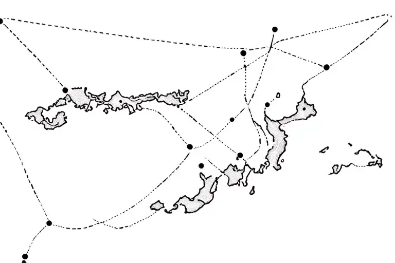 fine line tattoo of the Northern Mariana Islands, connecting dots but giving Saipan  a detailed shape.  tattoo design idea