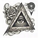 illuminati triangle with eye and music related something I'm a guitarist  tattoo design idea