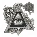 illuminati triangle with eye and music related something I'm a guitarist  tattoo design idea
