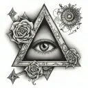 illuminati triangle with eye and music related something I'm a guitarist  tattoo design idea