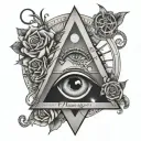 illuminati triangle with eye and music related something I'm a guitarist  tattoo design idea