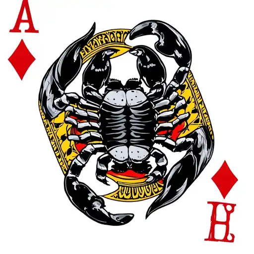 queen of hearts card with a scorpion crawling tattoo design idea
