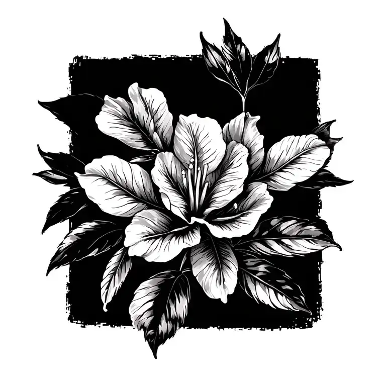 oleander flower outline only tattoo design idea