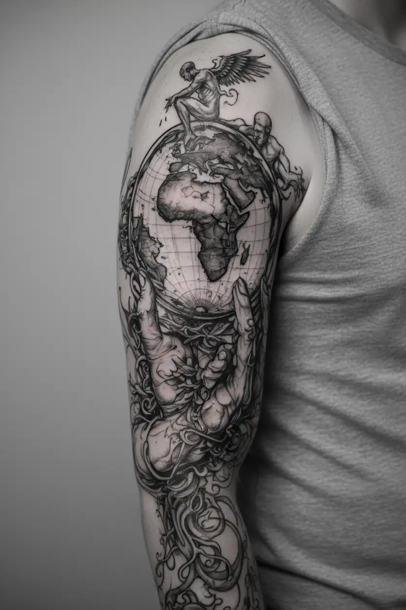 atlas holding the world tattoo design idea