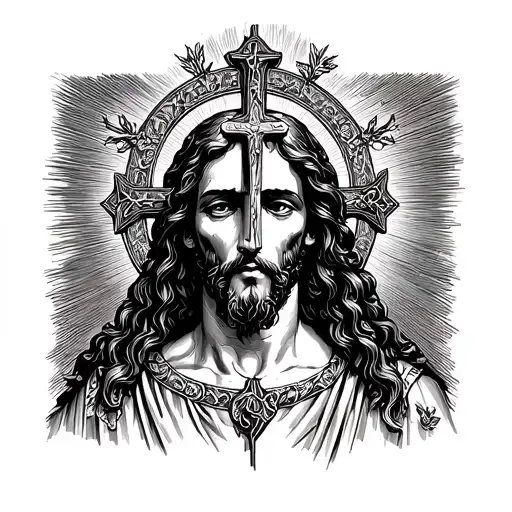 gothic Ave Christus Rex with cross tattoo design idea