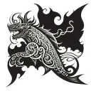 Leviathan with Poseidon tattoo design idea