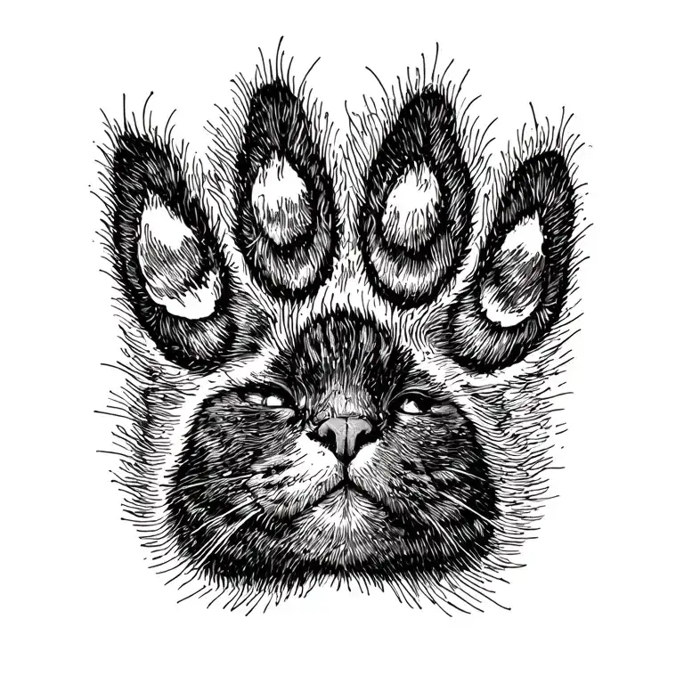 cat memorial inked paw print tattoo design idea