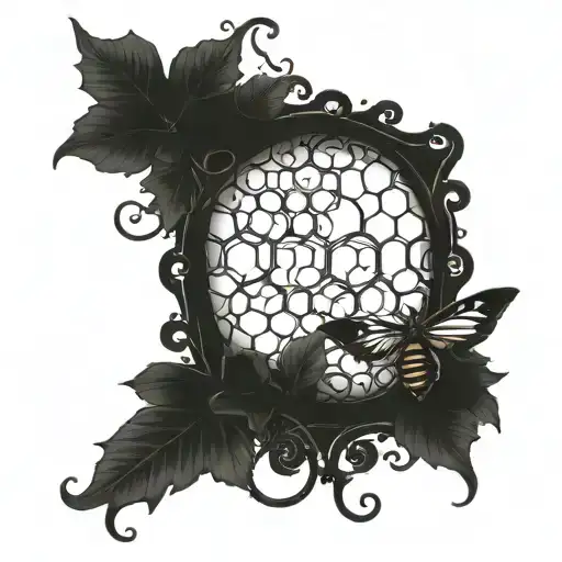 honeycomb and vine intertwined tattoo design idea