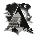 pyramid sphinx and Orion's Belt consolation tattoo design idea