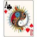 king of spades & queen of hearts, yin yang, moon stars sun, dream catcher tattoo design idea