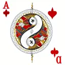 king of spades & queen of hearts, yin yang, moon stars sun, dream catcher tattoo design idea