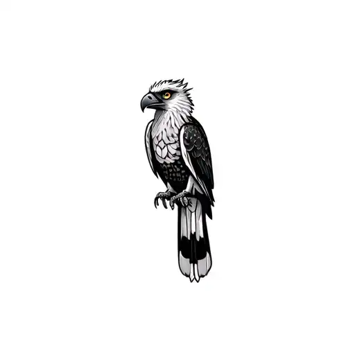 harpy eagle perched tattoo design idea