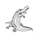 Crocodile in profile, open mouth, scales tattoo design idea