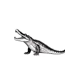 Crocodile in profile, open mouth, scales tattoo design idea