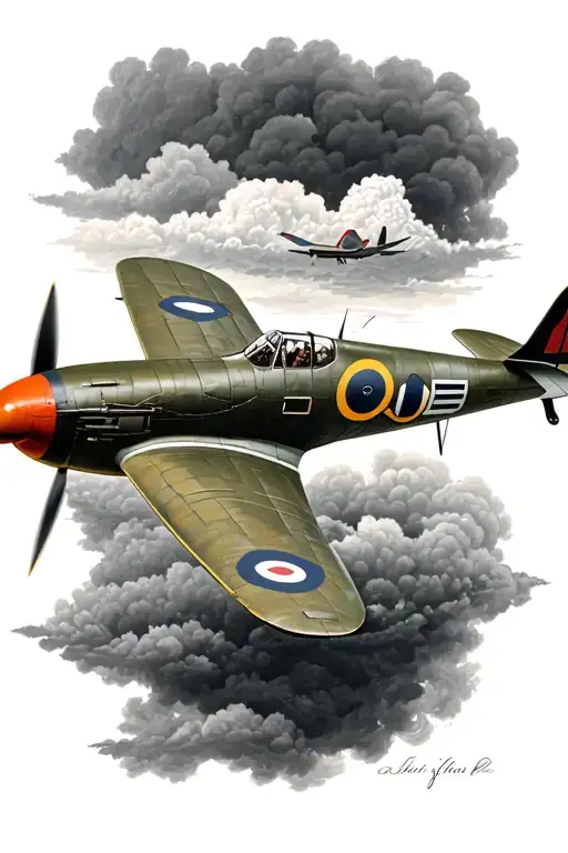 spitfire aeroplane traditional realistic style tattoo tattoo design idea