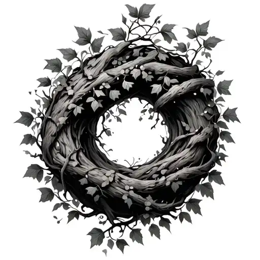 Hazel Tree with ivy vine wrapped round tattoo design idea