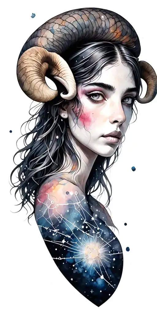 Aries full sleeve using constellations and sky as filler tattoo design idea