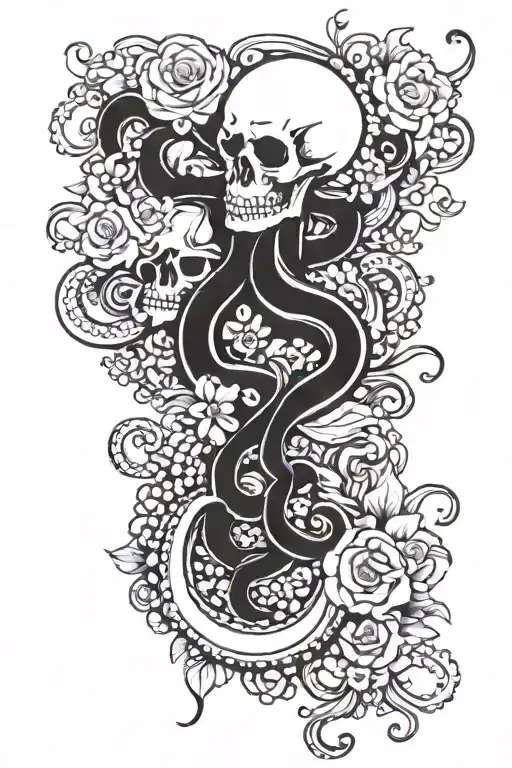 tentacles and flowers tattoo design idea