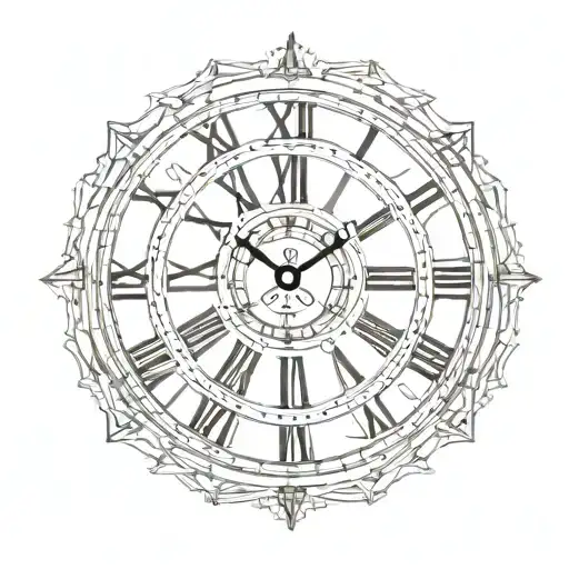 simple Roman numeral clock face tattoo design idea