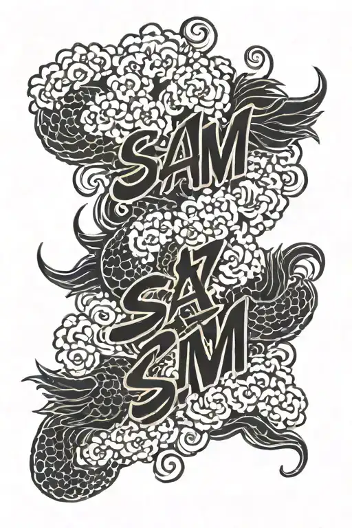 S A M U text tattoo tattoo design idea