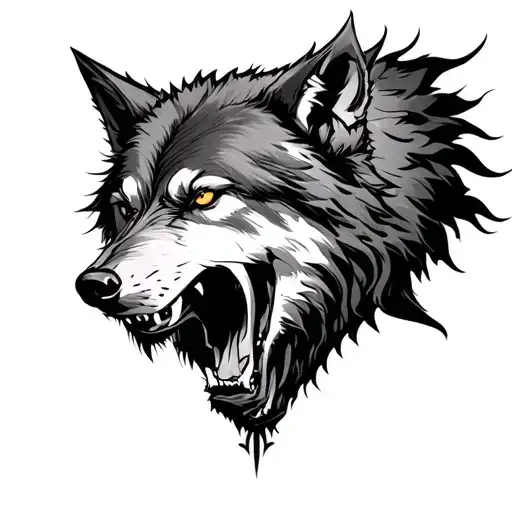 wolf fight good versus evil sleeve tattoo design idea