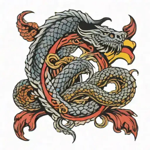 Germany flag arm sleeve with jormungandr wrapping tattoo design idea