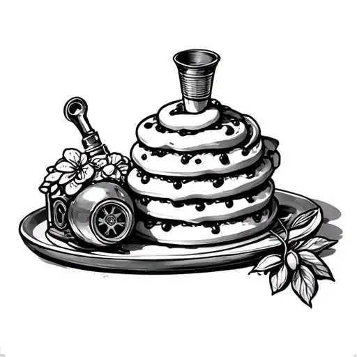 steampunk bakery tattoo design idea