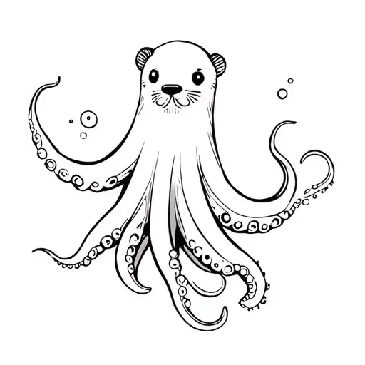 Octopus and otter tattoo design idea