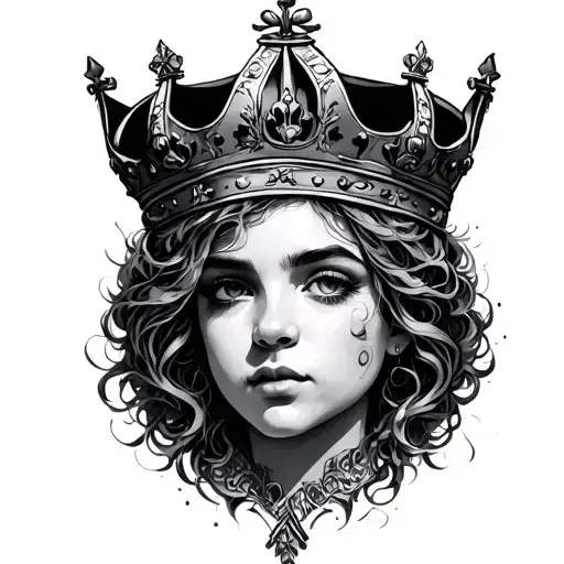 D With Crown tattoo design idea