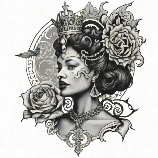 Black Queen Mother symbols tattoo design idea