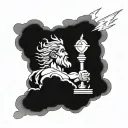 Zeus with lightning and clouds tattoo design idea
