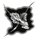 Zeus with lightning and clouds tattoo design idea