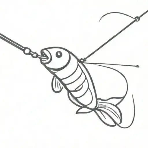 fishing pole with a peanut lure tattoo design idea
